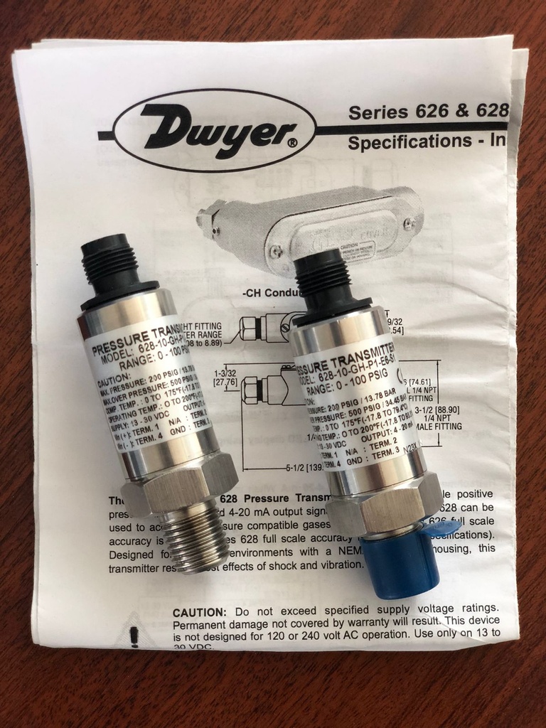 DWYER 628-10GH-P1-E6-S1 Sensor de Presion